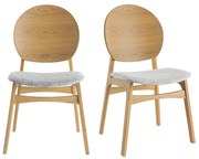 Set di 2 sedie scandinave in legno chiaro e tessuto grigio ELTON