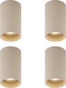 Set di 4 faretti moderni beige da superficie GU10 50mm rotondi - Tuba