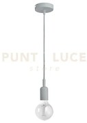 Gso085- pendente flip cavo in stoffa e rosone grigio cemento 1 luce...