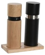 Set Sale e Pepe Home ESPRIT Nero Naturale Acciaio inossidabile Legno d'albero della gomma 14 x 7 x 16,5 cm