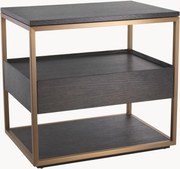Comodino in metallo e legno con cassetto Parker