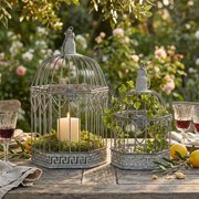 DORIAN - set di 2 gabbie esagonali bianco ossidato