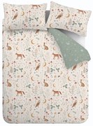 Biancheria da letto beige-verde per letto matrimoniale 200x200 cm Enchanted Twilight Animals - Catherine Lansfield