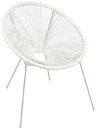 Sedia da giardino in acciaio Acapulco, seduta in rattan sintetico bianco