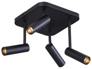 Faretto da soffitto arrotondato nero GU10 35mm 4 luci orientabile e inclinabile - Kate