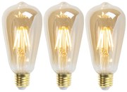 Set di 3 lampade LED E27 dimmerabili ST64 goldline 5W 380 lm 2200K