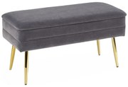 Panca trapuntata con contenitore VELVA 37x78 cm grigio/oro