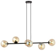 Lampadario a sospensione con filo ROSSI 6xE14/10W/230V nero/beige