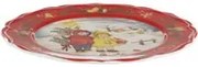 Sottopiatto Natale bambini bordo rosso porcellana 32,5 cm