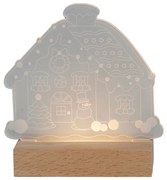 Luce decorativa natalizia da tavolo a Led a forma di casetta con base in legno Bianco caldo Viscio