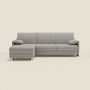 Primula divano letto angolare con materasso H18 cm - penisola contenitore in tessuto smacchiabile T05 grigio