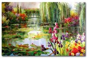 Pittura murale su tela Giardino impressionista, 70 x 45 cm Claude Monet - Colorful Water Lily Pond - Wallity