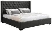 Letto 200 x 200 cm con testata trapuntata Tessuto Grigio - MASSIMO