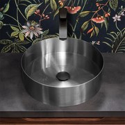 Lavabo da appoggio tondo 40 cm in acciaio inox satinato   Goya