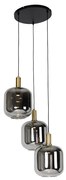 Lampada a sospensione nera con vetro oro e fumé incl. 3 PUCC - Zuzanna