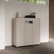 Credenza a 3 ante ROJAS Grigio con inserto in vetro Fumč 103x110 cm