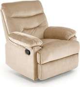 Poltrona reclinabile Drager in velluto beige - H105 cm