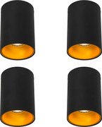 Set di 4 faretti moderni neri con oro GU10 50mm - Deep