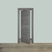 Porta tamburata rototraslante Klee inserto cromo pietra L 70 x H 210 cm destra