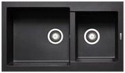Lavello integrato 2 vasche in granito nero DELINIA Alazia L 50 x L 86 cm