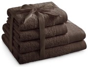 Set di asciugamani per viso e corpo tipo terry marroni in cotone 4 pz Amari – Restilo