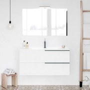 Mobile bagno sospeso 100 bianco con lavabo e specchio LED   Victoria