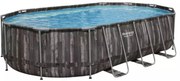 Piscina Fuori Terra 610x366x122 cm Rivestimento in Legno con Pompa