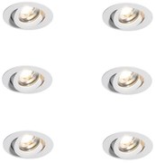 Set di 6 Faretti da Incasso Moderni Bianchi 8,2 cm Incl. LED IP54 Ultra Sottili - Pupil