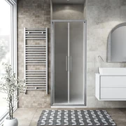 Porta doccia battente Record L 81 x H 195cm, Sp. 6 mm in vetro smerigliato profilo cromo