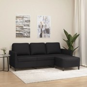 Divano A 3 Posti Con Poggiapiedi Nero 180 Cm İn Similpelle /