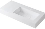 Lavabo integrale a destra rettangolare L 100.5 x H 15 x P 46 cm in resina bianco