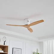 Lucande ventilatore da soffitto Vindur, bianco/legno, DC, silenzioso