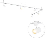 Sistema di illuminazione su binario a sospensione moderno con 5 faretti bianchi monofase - Iconic Jeana