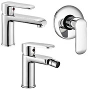 Set miscelatori lavabo bidet e doccia incasso cromati serie Dalila piletta inclusa