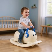 Costway Cavallo a dondolo 3 in 1 per bambini di 1-3 anni ruote scorrevoli e tavola di equilibrio rimovibile, Giocattolo cavalcabile con spazio nascosto Bianco