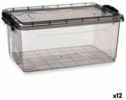 Scatola portaoggetti con coperchio Antracite Plastica 13,7 L 27,5 x 18 x 42,5 cm (12 Unità)