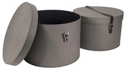Scatole in set con coperchio grigie in cartone 2 pz ø 37,5x25,5 cm Rut Canvas Paper Laminate – Bigso