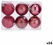 Set di palline di Natale Rosa PVC Ø 8 cm (24 Unità)