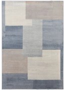 Tappeto Alan 1 geometrico in viscosa blu e grigio, L 200 x L 140 cm