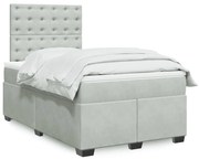 Giroletto a molle con materasso grigio chiaro 120x200cm velluto