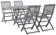 Set Da Pranzo Per Giardino 5 Pz Legno Massello Di Acacia Grigio /