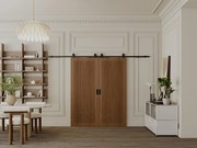 Porta scorrevole doppia con sistema esterno muro 2 x H205 x L93 cm in MDF e Legno Naturale scuro  - SANDORA