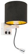 Lampada da parete moderna bianca con paralume in velluto nero - Brescia