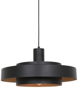 Lampada a sospensione retrò nera con interno oro rotondo - Flinter