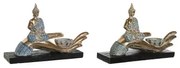 Statua Decorativa DKD Home Decor 25,7 x 8 x 16 cm Azzurro Buddha Turchese Orientale Decapaggio (2 Unità)