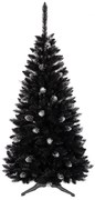 Albero di Natale nero con decorazioni 220 cm