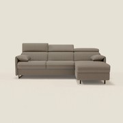 Violetta Divano Letto Angolare con Penisola contenitore, Poggiatesta e Materasso Alto H18 in tessuto impermeabile T13 tortora