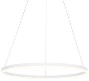 Lampada a sospensione di design bianca 80 cm con LED dimmerabile a 3 step - Anello
