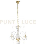 Lampadario monalisa oro e trasparente 3 luci attacco e14 53x145cm