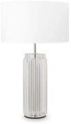 Lampada Da Tavolo Moderno Muse Metallo Cromo Paralume Tessuto 1 Luce E27 60W